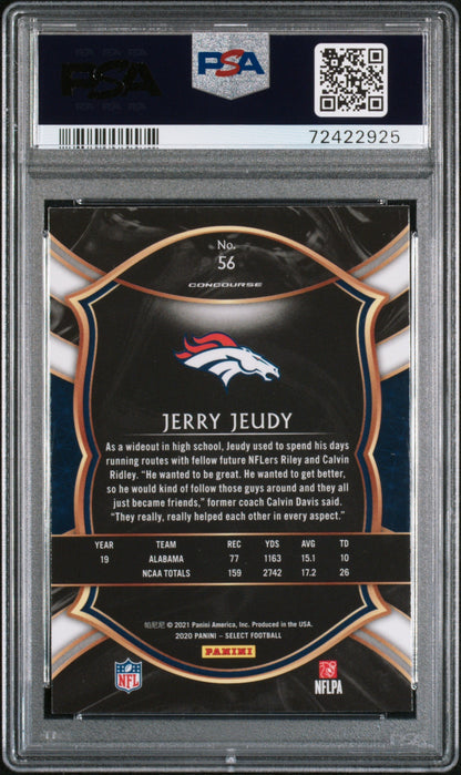 Graded 2020 Panini Select Jerry Jeudy #56 Rookie RC Football Card PSA 10 Gem Mint