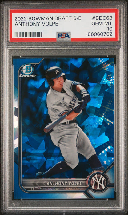 Graded 2022 Topps Bowman Draft S/E Anthony Volpe #BDC68 Rookie RC Baseball Card PSA 10 Gem Mint