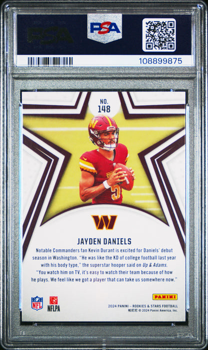 Graded 2024 Panini Rookies & Stars Jayden Daniels #148 Rookie RC Football Card PSA 10 Gem Mint
