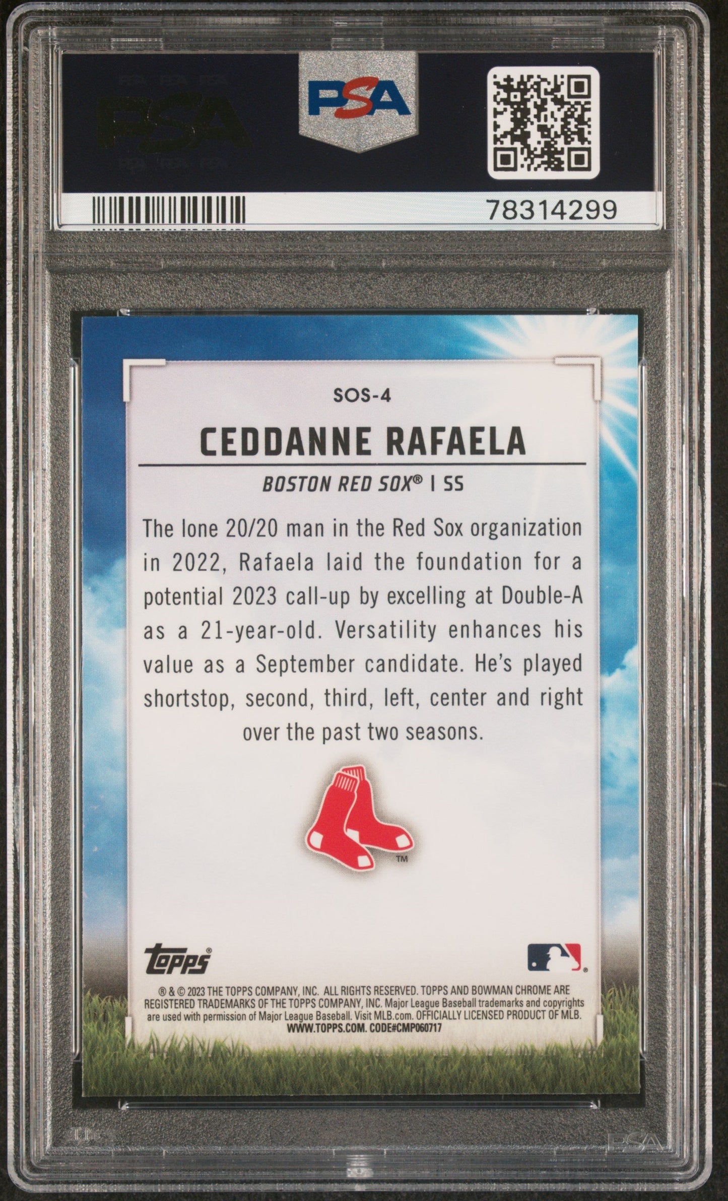 Graded 2023 Topps Bowman Ceddanne Rafaela #SOS4 Sights on September Rookie RC Baseball Card PSA 10 Gem Mint