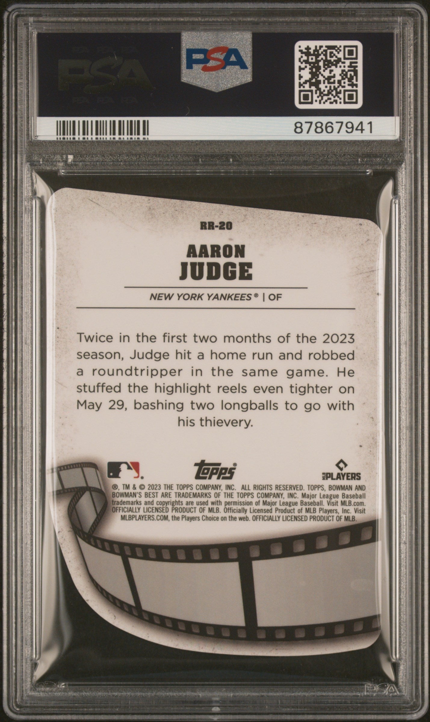 Graded 2023 Topps Bowmans Best Aaron Judge #RR20 Reel to Reel Die Cut Baseball Card PSA 10 Gem Mint