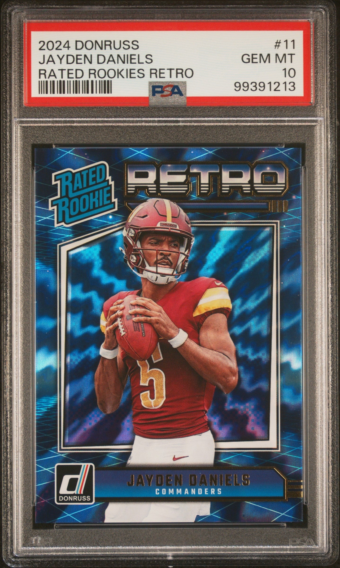 Graded 2024 Panini Donruss Jayden Daniels #11 Rated Rookies Retro Rookie RC Football Card PSA 10 Gem Mint