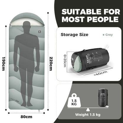 Cotton Envelope Portable Backpacking Sleeping Bag for Outdoor Camping with Compression Sack
