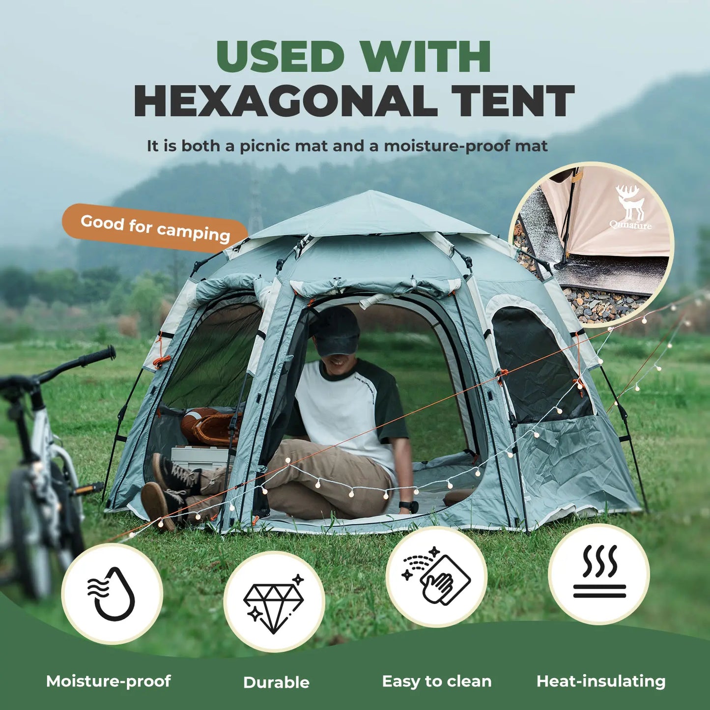 Double-Sided Aluminum Picnic Tent Mat Waterproof Camping Pad