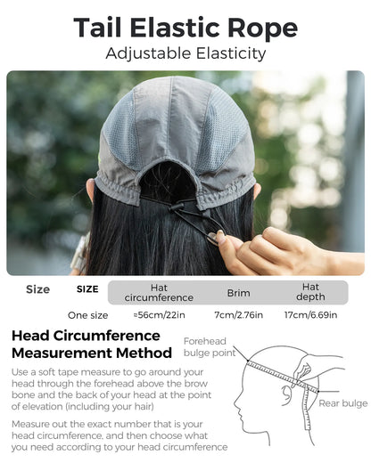 Foldable Hiking & Cycling Hat, Breathable Helmet Liner with Sun Visor