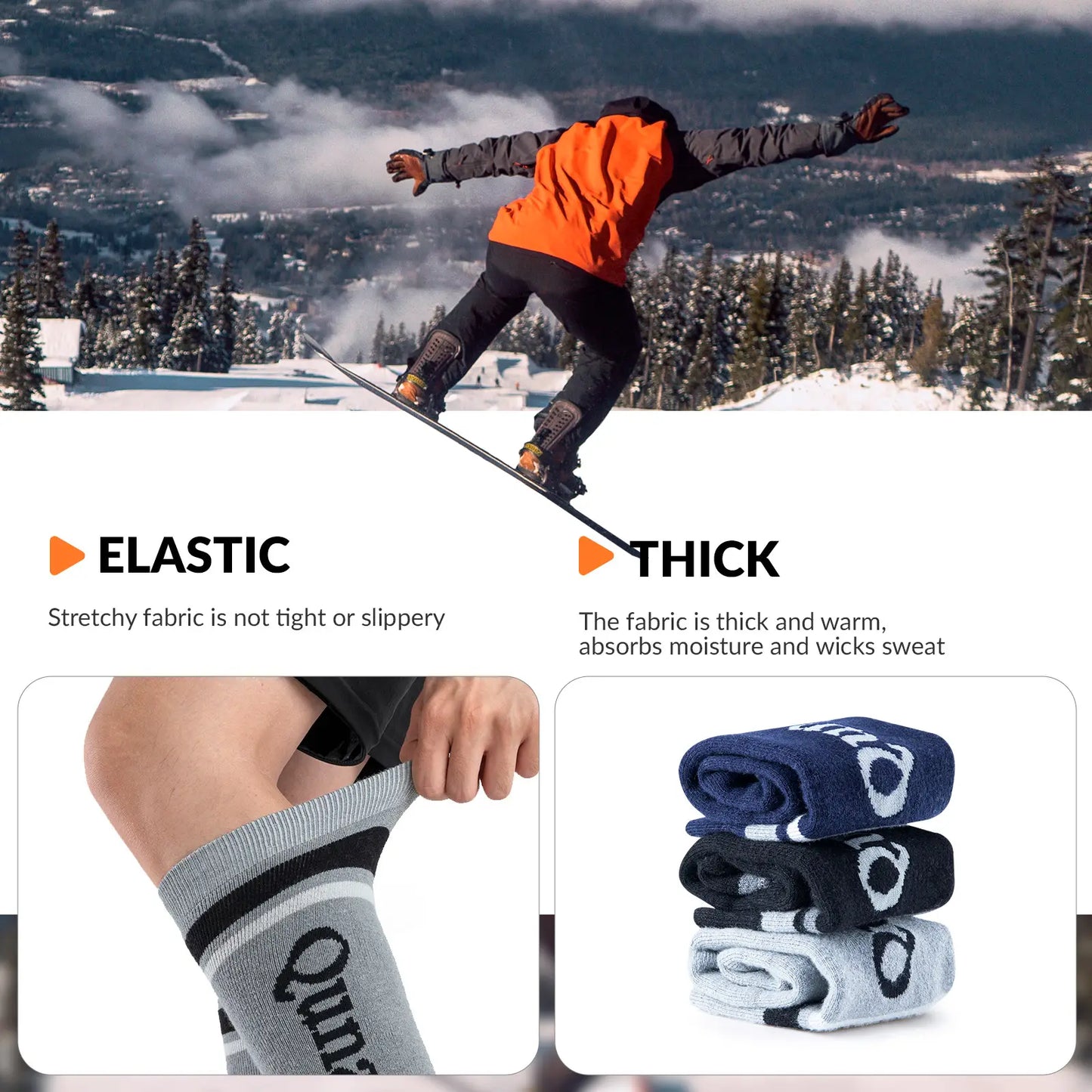 Kids Wool Blend Ski Socks, Cold Weather Knee-high Warm Socks for Winter