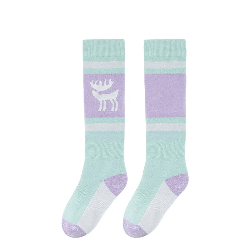 Wool Blend Kids Ski Socks, Knee-high Warm Thermal Snowboard Skating Socks for Boys & Girls