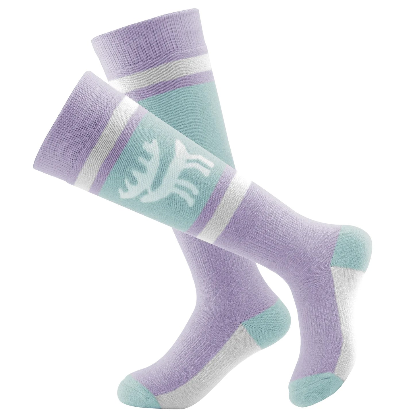 Wool Blend Kids Ski Socks, Knee-high Warm Thermal Snowboard Skating Socks for Boys & Girls