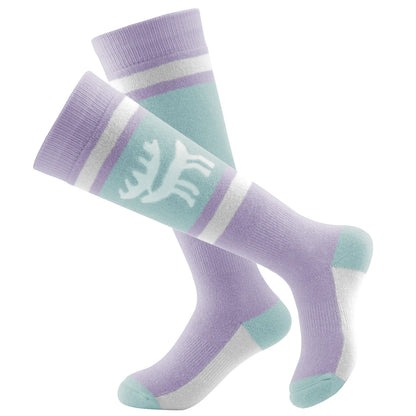 Wool Blend Kids Ski Socks, Knee-high Warm Thermal Snowboard Skating Socks for Boys & Girls