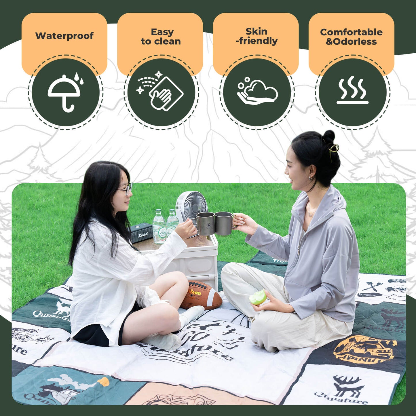 Qunature Picnic Blanket for 6-8 People