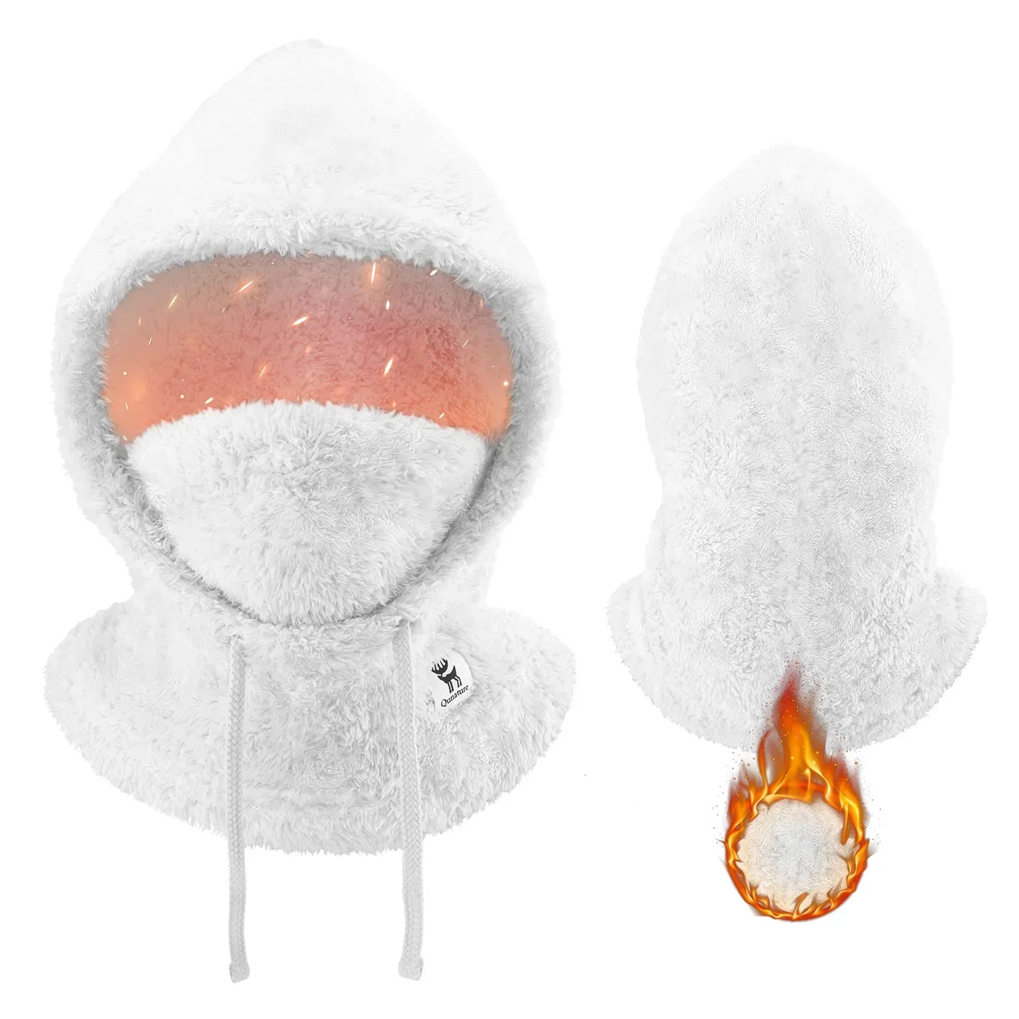 Qunature Thermal Fleece Helmet Liner – Windproof Balaclava Hood for Skiing and Winter Sports
