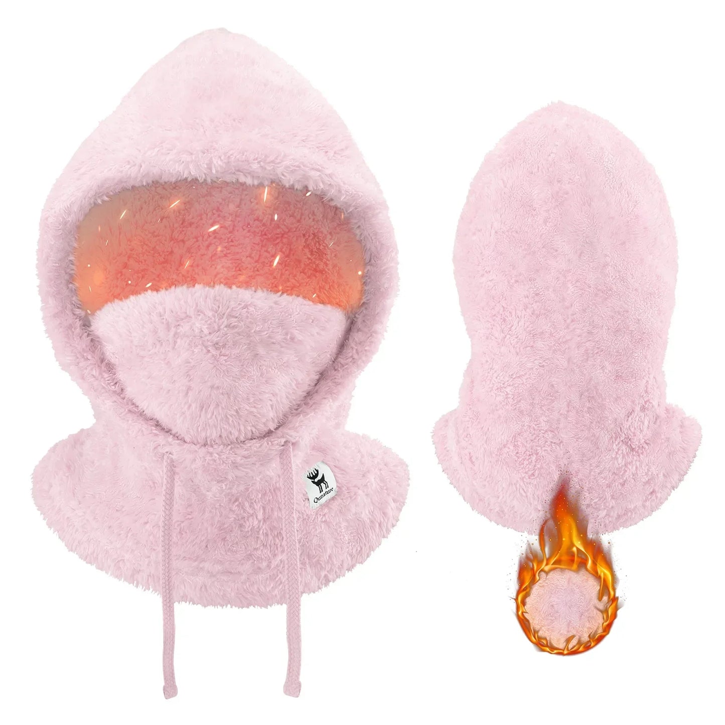 Qunature Thermal Fleece Helmet Liner – Windproof Balaclava Hood for Skiing and Winter Sports