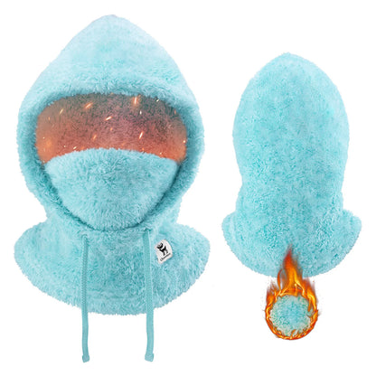 Qunature Thermal Fleece Helmet Liner – Windproof Balaclava Hood for Skiing and Winter Sports