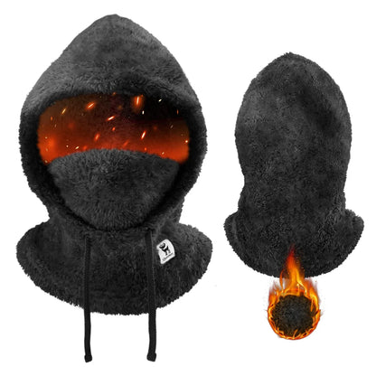 Qunature Thermal Fleece Helmet Liner – Windproof Balaclava Hood for Skiing and Winter Sports
