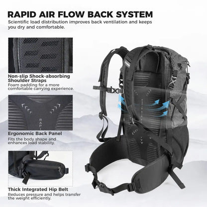 Large-capacity Hiking Backpack, Outdoor Lightweight & Waterproof Daypack, 30-35L