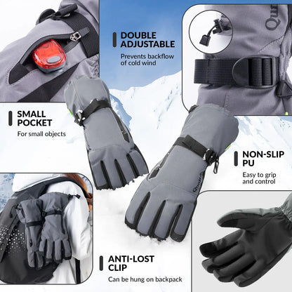 Waterproof Insulated Split-Finger Ski Gloves with Touchscreen Design