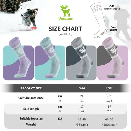 Wool Ski Socks Winter Warmth Shock Absorption for Skiing Comfort
