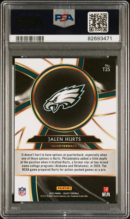 Graded 2020 Panini Select Jalen Hurts #T25 Turbocharged Rookie RC Football Card PSA 10 Gem Mint