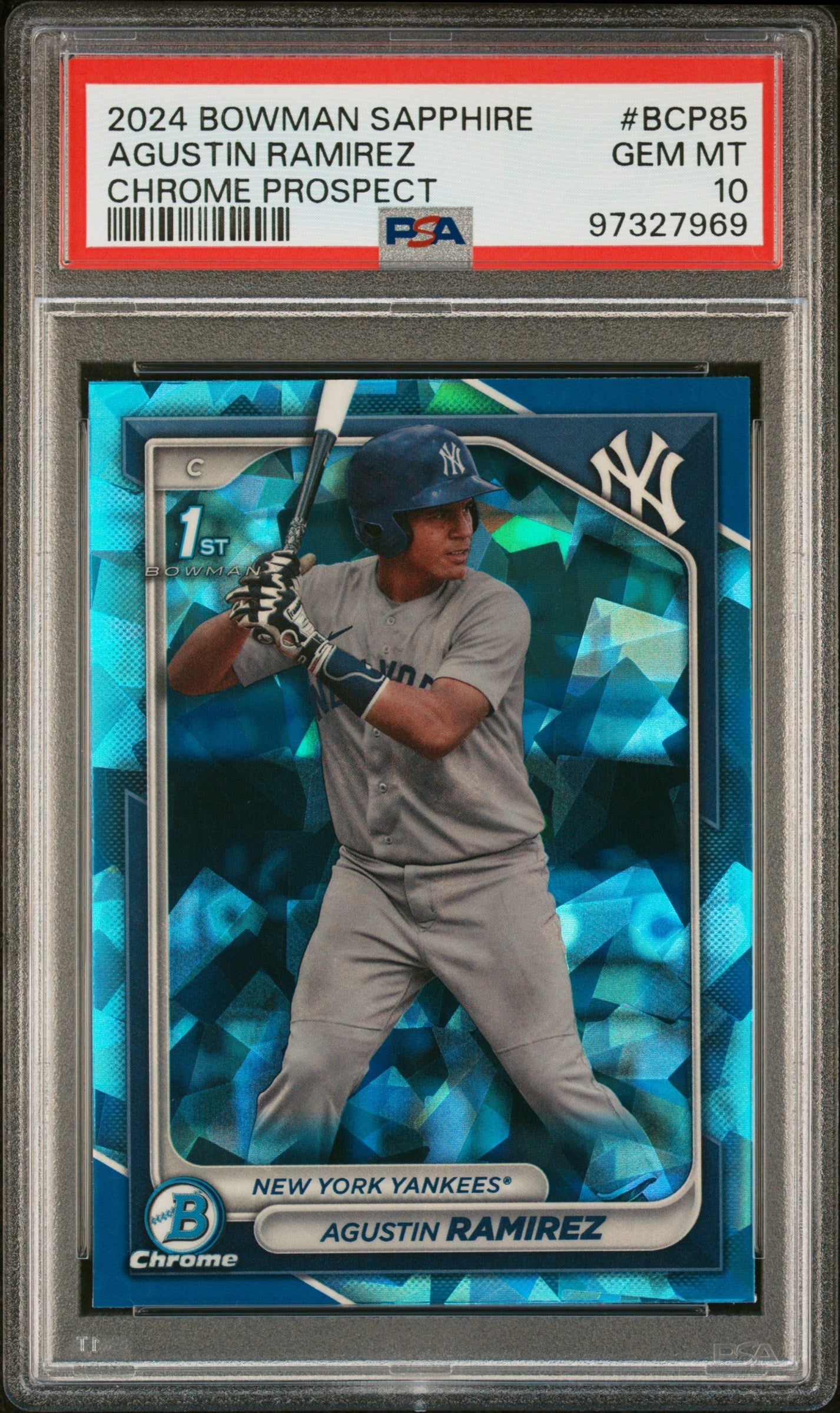Graded 2024 Topps Bowman Sapphire Agustin Ramirez #BCP85 Chrome Prospects Rookie RC Baseball Card PSA 10 Gem Mint