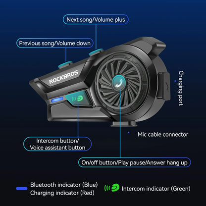 R1 Motorcycle Bluetooth Communication System Headset Helmet Speakers