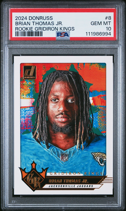 Graded 2024 Panini Donruss Brian Thomas Jr #8 Rookie Gridiron Kings Rookie RC Football Card PSA 10 Gem Mint