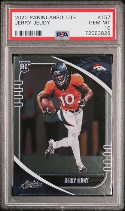 Graded 2020 Panini Absolute Jerry Jeudy #157 Rookie RC Football Card PSA 10 Gem Mint