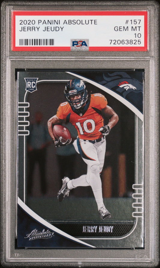 Graded 2020 Panini Absolute Jerry Jeudy #157 Rookie RC Football Card PSA 10 Gem Mint
