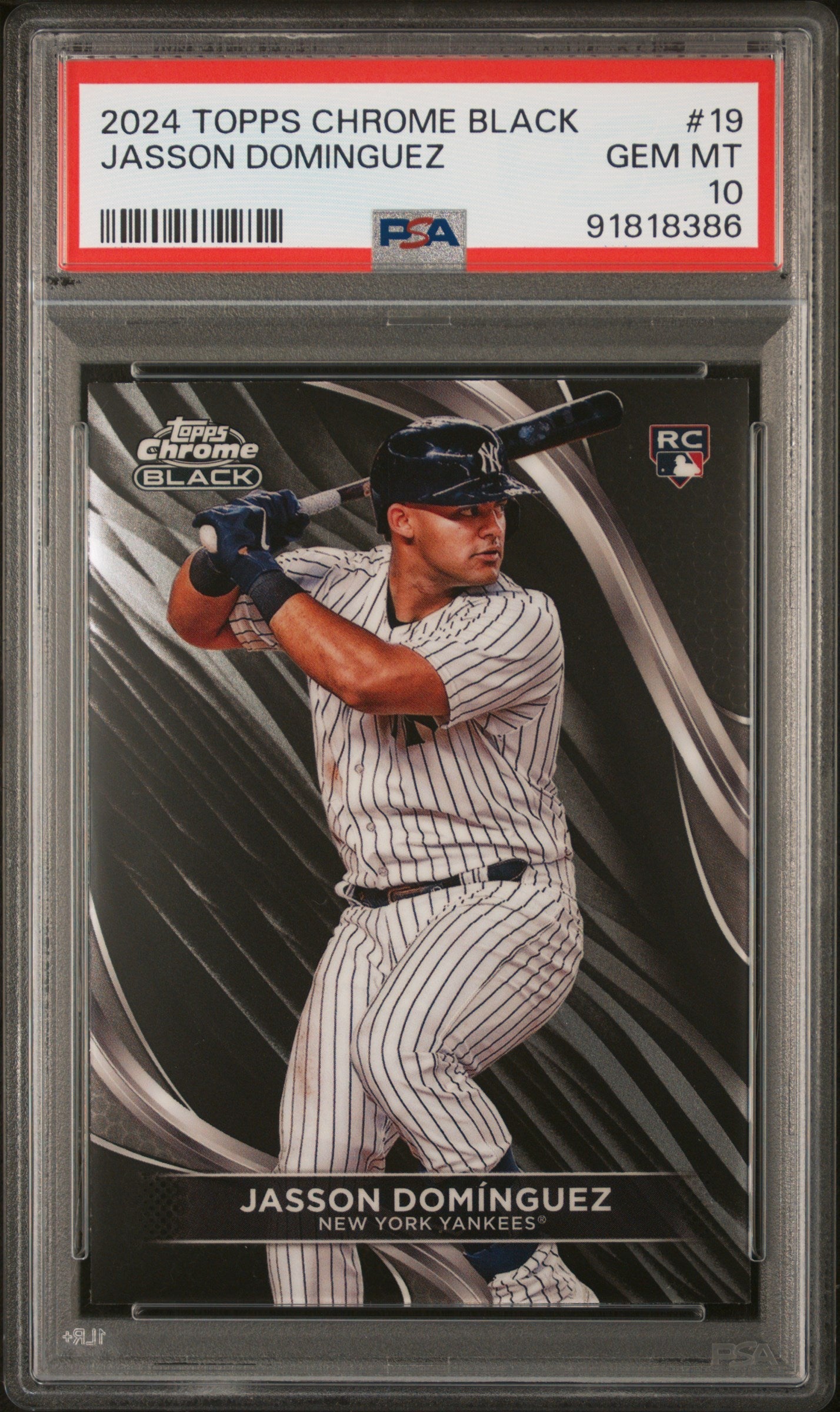 Graded 2024 Topps Chrome Black Jasson Dominguez #19 Rookie RC Baseball Card PSA 10 Gem Mint