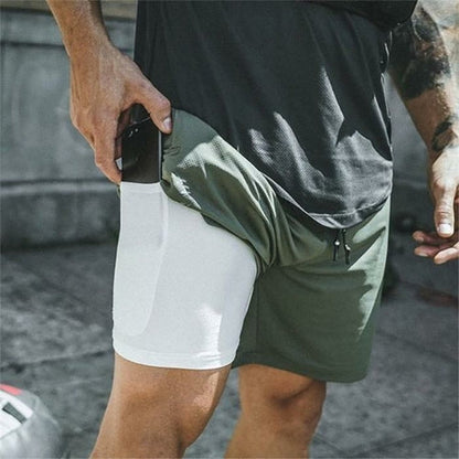 Men's Lightweight Quick Dry 2-in-1 Compression Running Shorts