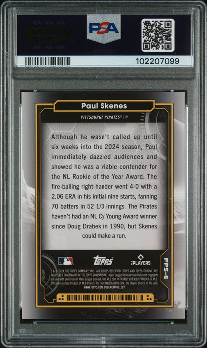 Graded 2024 Topps Chrome Cosmic Paul Skenes #6 Planetary Pursuit The Sun Rookie RC Baseball Card PSA 10 Gem Mint