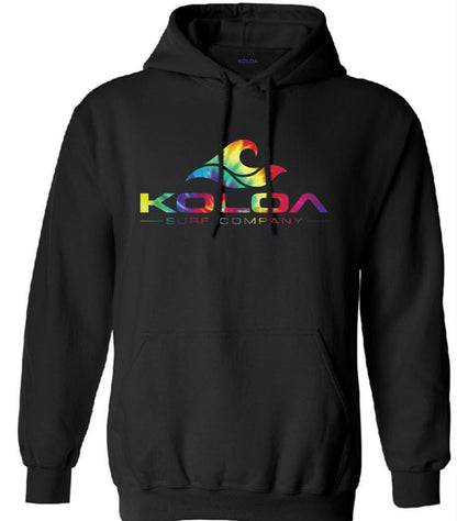 Koloa Surf Rainbow Wave Logo Black Pullover Hoodie