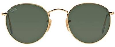 Ray-Ban 3447 001 Round Metal Sunglasses with Green Lenses 47mm