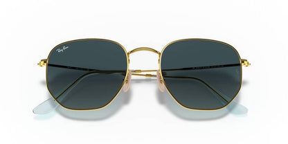 Ray-Ban 0RB3548N Hexagonal Blue Lens Metal Sunglasses 54mm
