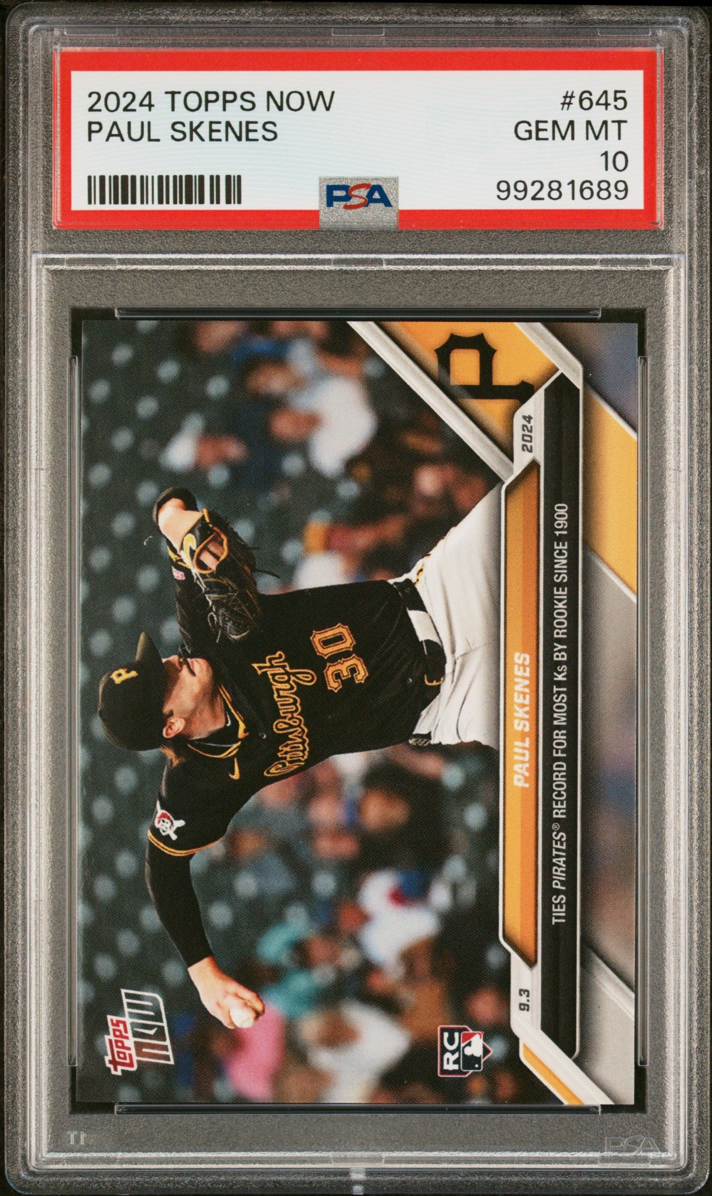 Graded 2024 Topps Now Paul Skenes #645 Rookie RC Baseball Card PSA 10 Gem Mint