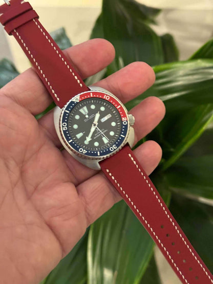 Red Swift Leather Watch Strap