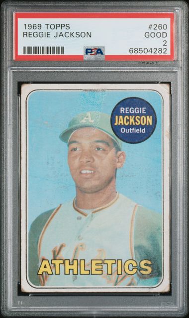 Graded 1969 Topps Reggie Jackson #260 Rookie RC Baseball Card PSA 2 Good