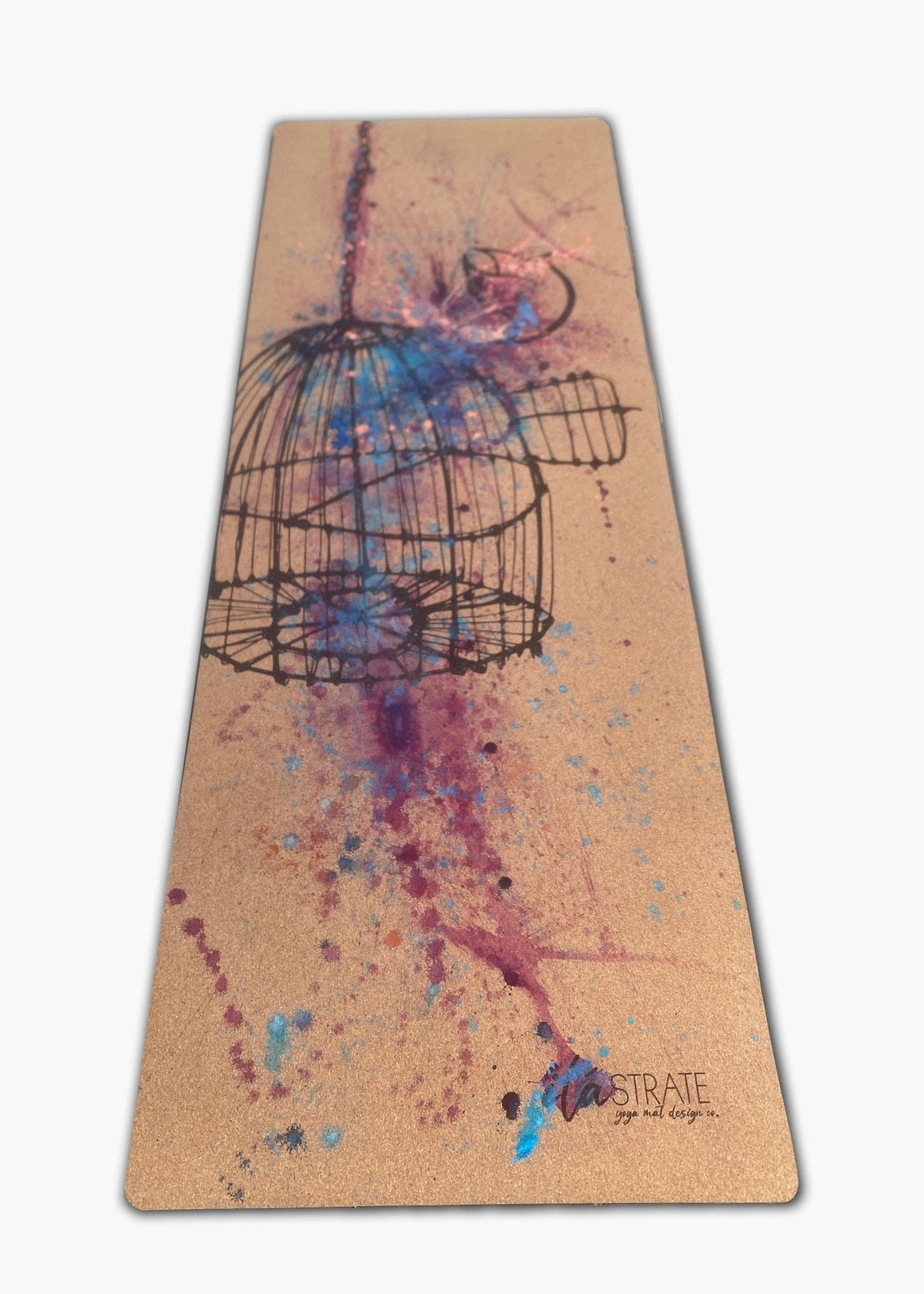 Release WANDERER Hand Painted Cork TRAVEL Yoga mat