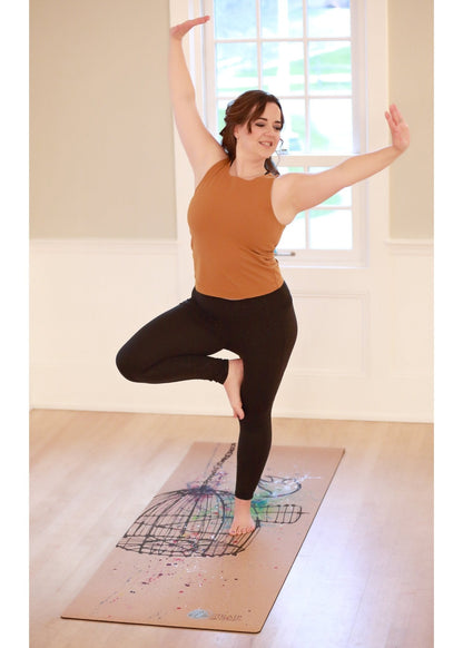 Release WANDERER Hand Painted Cork TRAVEL Yoga mat