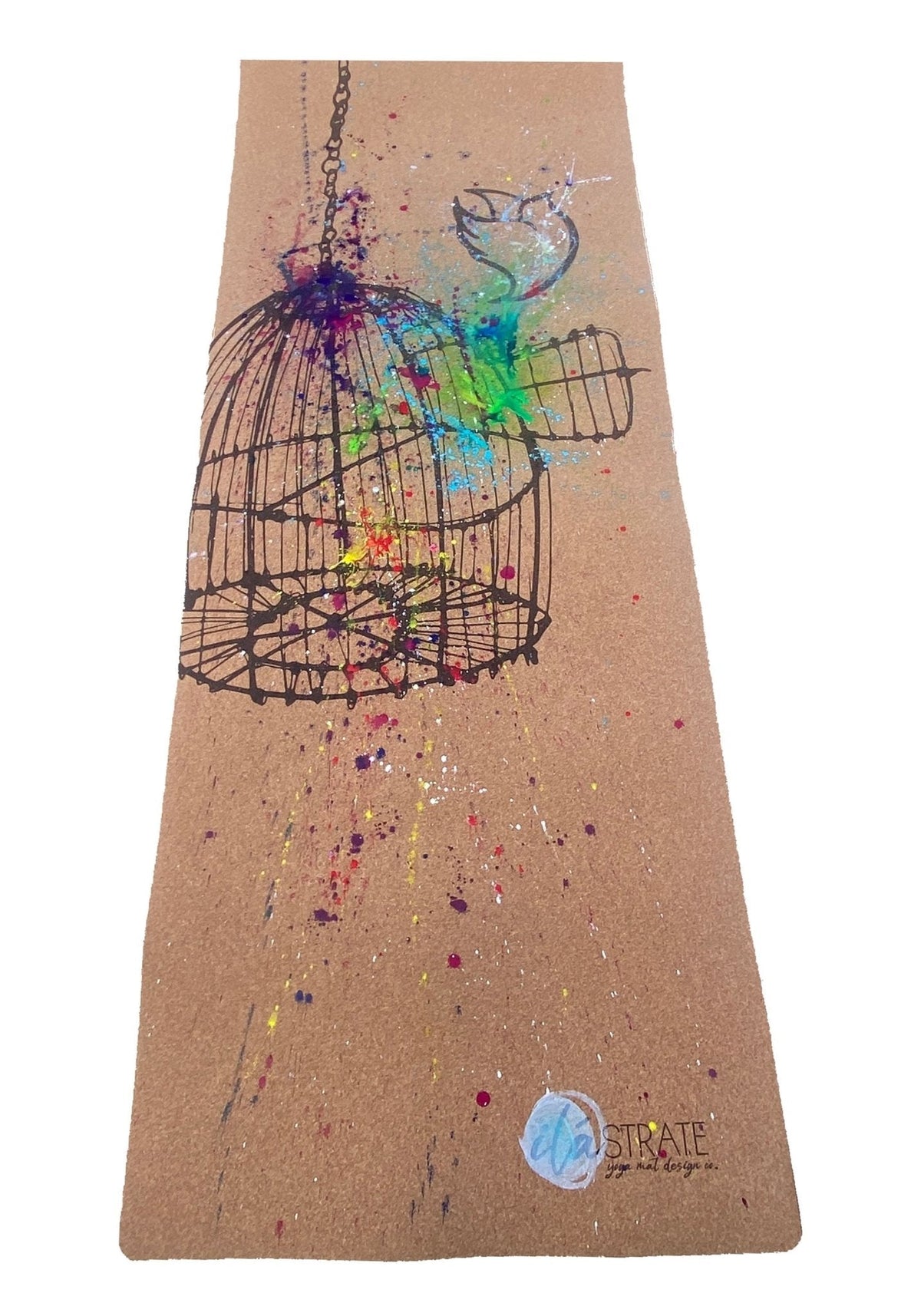 Release WANDERER Hand Painted Cork TRAVEL Yoga mat