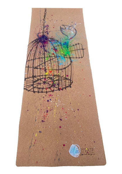 Release WANDERER Hand Painted Cork TRAVEL Yoga mat