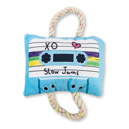 Retro Cassette Tape Plush Dog Toy – with Squeaker & Crinkle Paper for Fun Play
