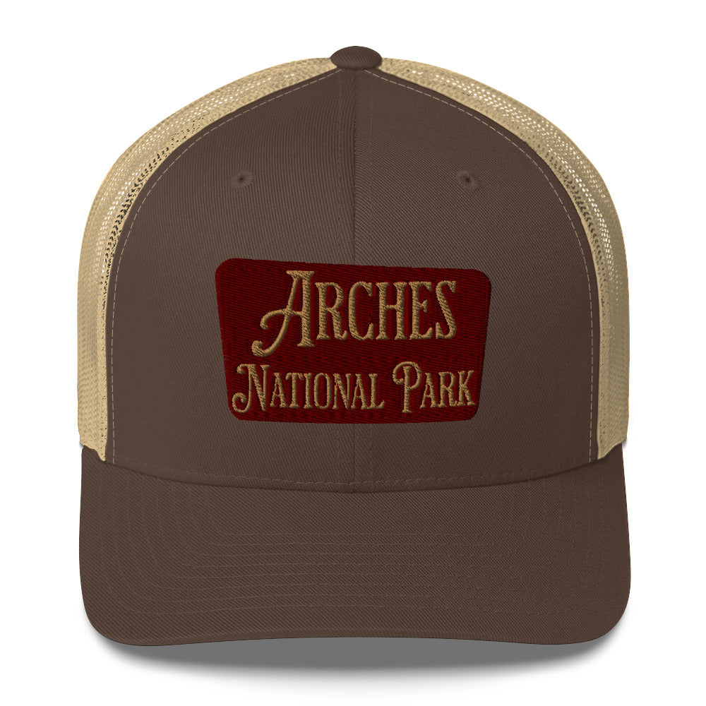 Arches Embroidered National Park Sign Trucker Hat