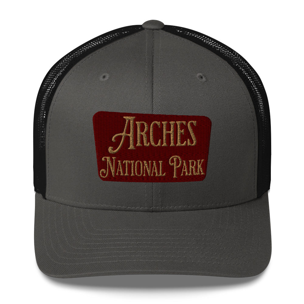 Arches Embroidered National Park Sign Trucker Hat