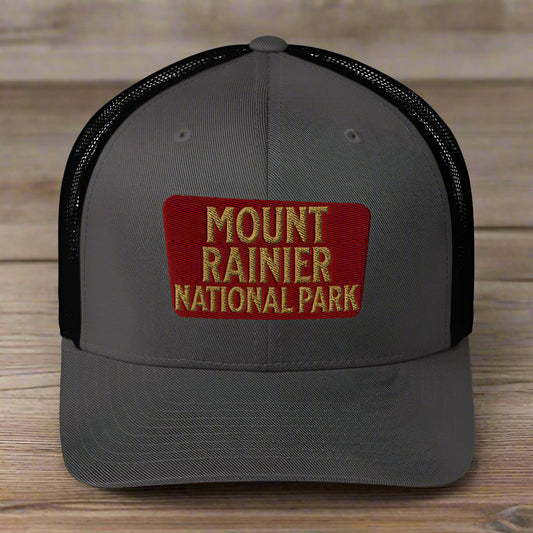 Mount Rainier National Park Sign Embroidered Trucker Hat