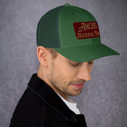 Arches Embroidered National Park Sign Trucker Hat