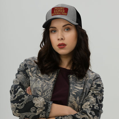 Mount Rainier National Park Sign Embroidered Trucker Hat