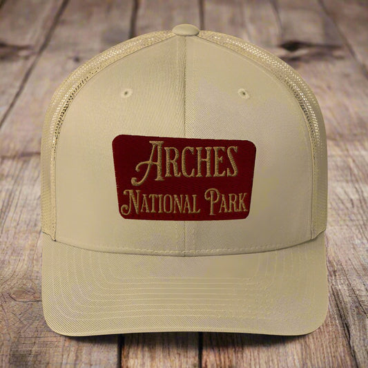 Arches Embroidered National Park Sign Trucker Hat