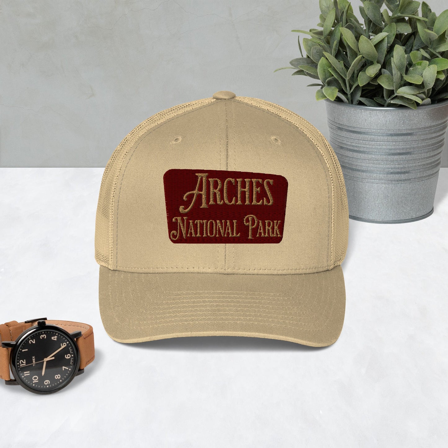 Arches Embroidered National Park Sign Trucker Hat