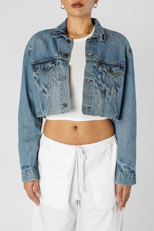 Rework Vintage Levi's Crop Denim Jacket - M