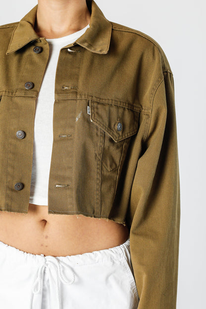 Rework Vintage Levi's USA Crop Denim Jacket - XL